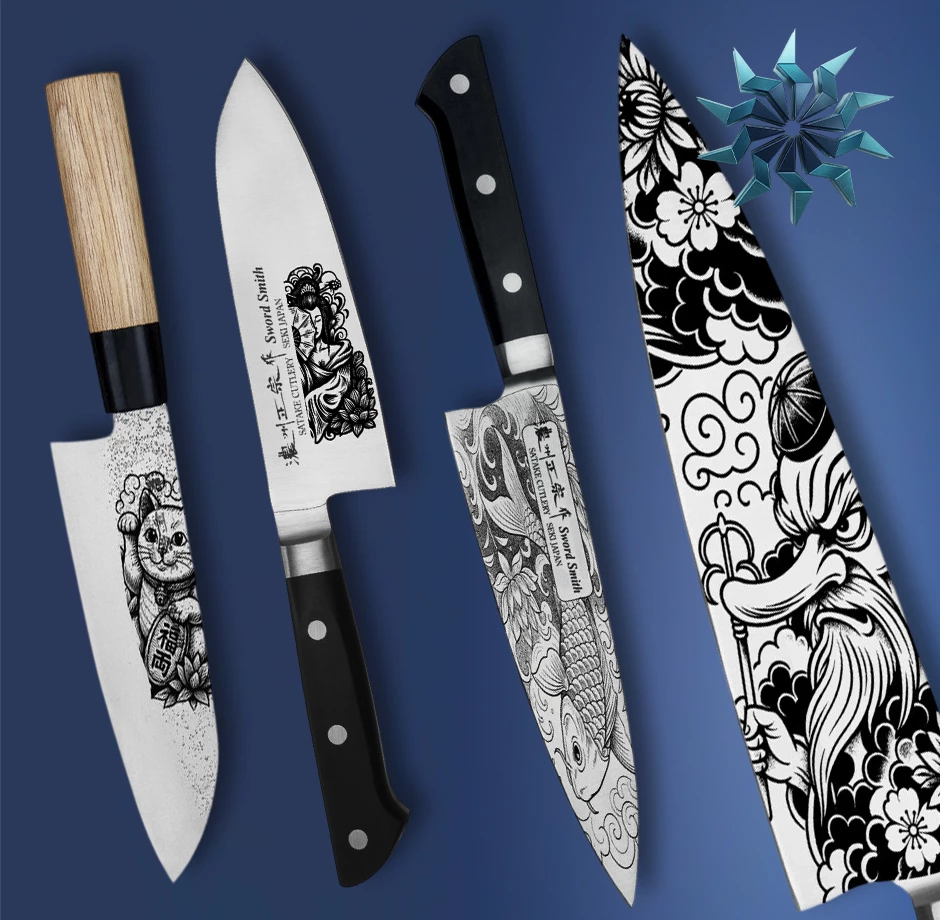 SATAKE GRAVÍROZOTT JAPÁN PRÉMIUM SZAKÁCSKÉSEK - KONYHAKÉSEK - SÉFKÉSEK 