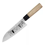 Satake Santoku Japán rozsdamentes konyhakés 59 HRC, 17 cm, magnóliafa markolat, Kapaszkodó cicák lézergravír mintázat