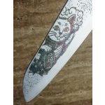 Satake Sparkling Kitty Santoku engraved Japanese kitchen knife Maneki-neko - Japanese Quality in Your Kitchen