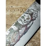 Satake Sparkling Kitty Santoku engraved Japanese kitchen knife Maneki-neko - Japanese Quality in Your Kitchen