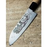 Satake Sparkling Kitty Santoku engraved Japanese kitchen knife Maneki-neko - Japanese Quality in Your Kitchen