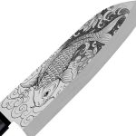 Satake Megumi Santoku graviertes japanisches Küchenmesser Koi-Karpfen - Japanische Qualität für die Küche