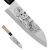 Satake Megumi Santoku engraved Japanese kitchen knife Maneki-neko - Japanese Quality in Your Kitchen
