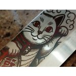 Satake Megumi Santoku engraved Japanese kitchen knife Maneki-neko - Japanese Quality in Your Kitchen