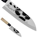 Satake Megumi Santoku engraved Japanese kitchen knife Panda - Japanese Quality in Your Kitchen