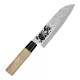 Satake Megumi Santoku Japán rozsdamentes konyhakés 56 HRC, 17 cm, gumifa markolat, Steak Bull lézergravír mintázat