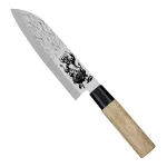 Satake Megumi Santoku Japán rozsdamentes konyhakés 56 HRC, 17 cm, gumifa markolat, Steak Bull lézergravír mintázat