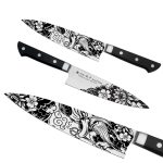 Satake Satoru Gyuto (Cuțit de bucătar, cuțit de bucătărie) cuțit de bucătărie japonez gravat Tengu  - Calitate japoneză în bucătărie