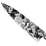 Satake Satoru Gyuto (Cuțit de bucătar, cuțit de bucătărie) cuțit de bucătărie japonez gravat Tengu  - Calitate japoneză în bucătărie