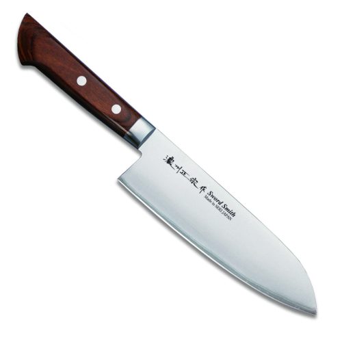 Satake Noushu Masamune Saku Shirogami 17 cm Santoku Chef's Knife with Mahogany Handle – Japanese Quality in the Kitchen