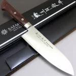 Satake Noushu Masamune Saku Shirogami 17 cm  Santoku séfkés mahagóni markolattal - Japán minőség a konyhában 