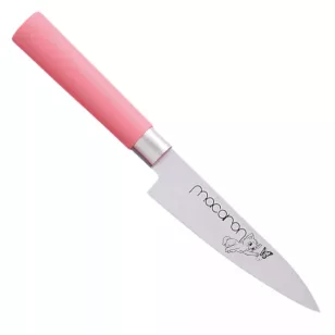  Satake Sword Smith Macaron Japán rozsdamentes univerzális konyhakés 58 HRC, 12 cm, polipropilén markolat Kiscica pillangóval lézergravír mintázat