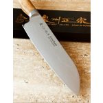 Satake Premium Noushu Santoku (chef's knife) Japanese Damascus kitchen knife 18 cm with olive wood handle – Japanese quality in the kitchen