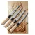 Satake Megumi Japán rozsdamentes 4 részes steak étkezési készlet díszdobozban, 56 HRC, 12,7 cm, gumifa markolat,  Steak a  grillen lézergravír mintázat